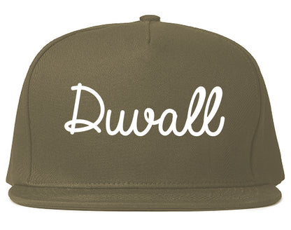 Duvall Washington WA Script Mens Snapback Hat Grey