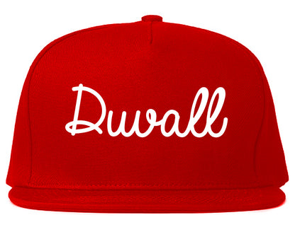Duvall Washington WA Script Mens Snapback Hat Red