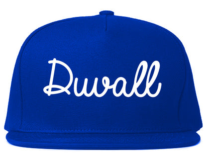 Duvall Washington WA Script Mens Snapback Hat Royal Blue