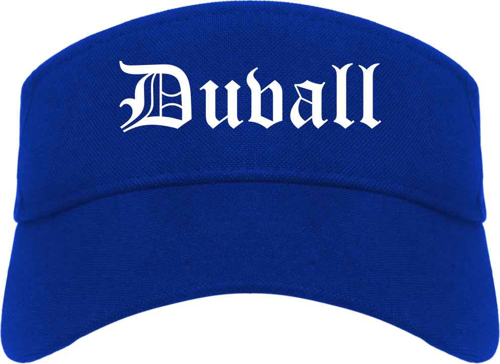 Duvall Washington WA Old English Mens Visor Cap Hat Royal Blue