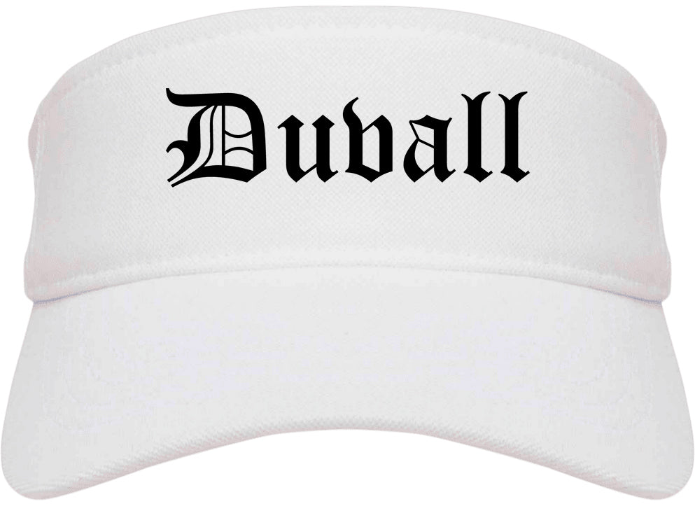 Duvall Washington WA Old English Mens Visor Cap Hat White