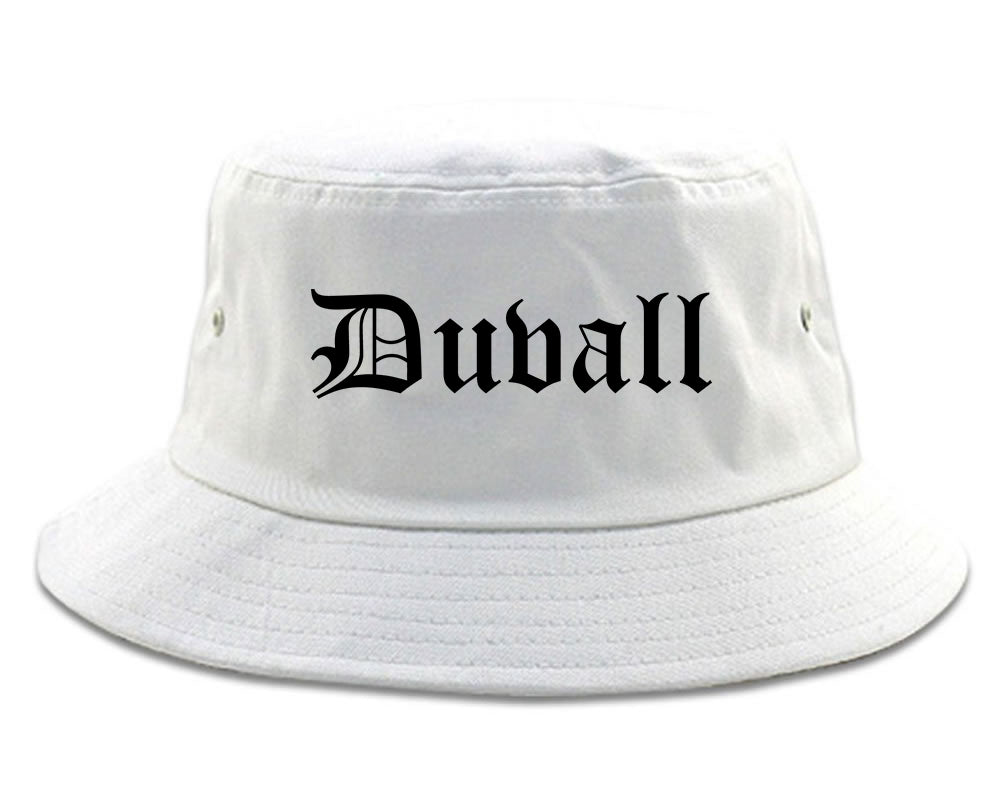 Duvall Washington WA Old English Mens Bucket Hat White