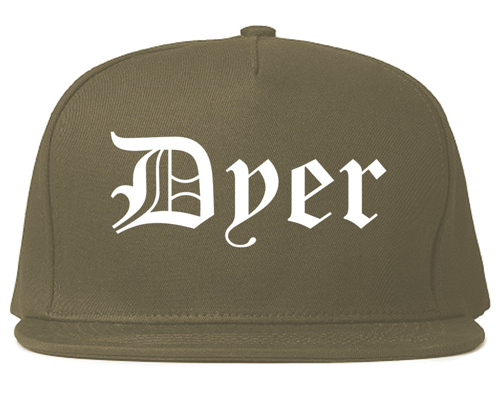 Dyer Indiana IN Old English Mens Snapback Hat Grey