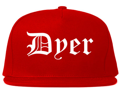 Dyer Indiana IN Old English Mens Snapback Hat Red