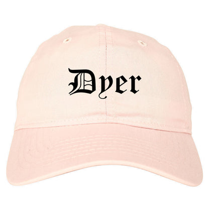 Dyer Indiana IN Old English Mens Dad Hat Baseball Cap Pink