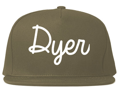 Dyer Indiana IN Script Mens Snapback Hat Grey