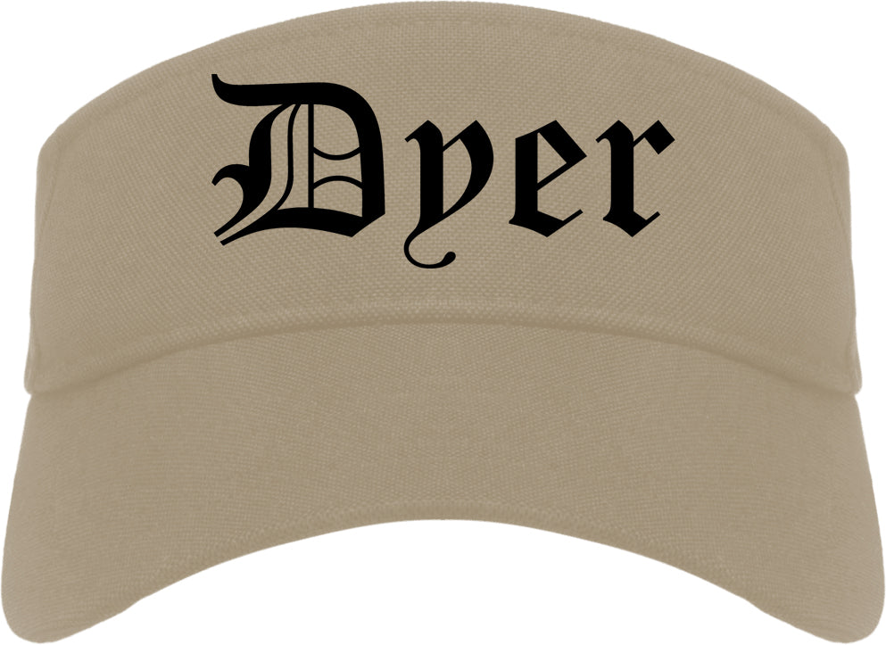 Dyer Indiana IN Old English Mens Visor Cap Hat Khaki