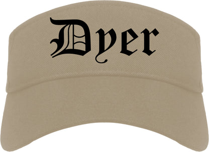 Dyer Indiana IN Old English Mens Visor Cap Hat Khaki