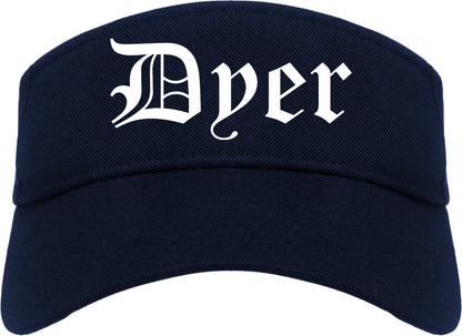 Dyer Indiana IN Old English Mens Visor Cap Hat Navy Blue