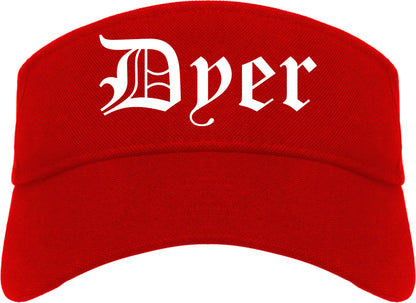 Dyer Indiana IN Old English Mens Visor Cap Hat Red