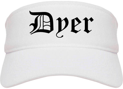 Dyer Indiana IN Old English Mens Visor Cap Hat White