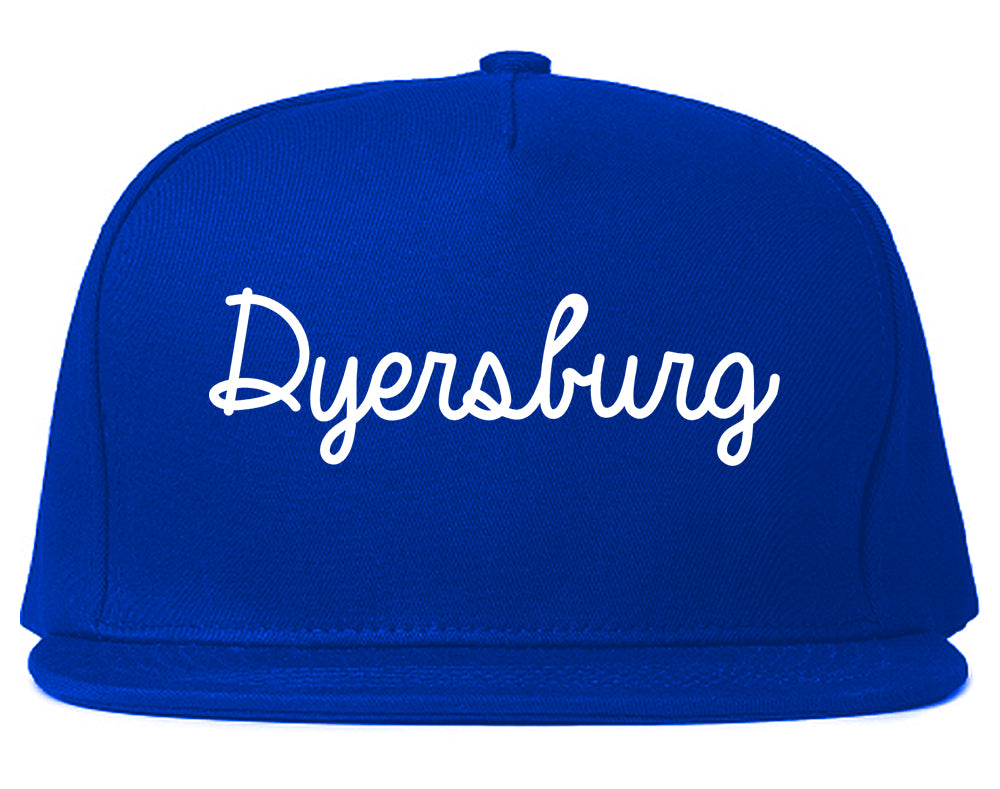Dyersburg Tennessee TN Script Mens Snapback Hat Royal Blue