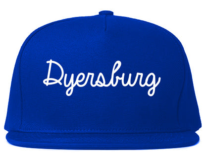 Dyersburg Tennessee TN Script Mens Snapback Hat Royal Blue