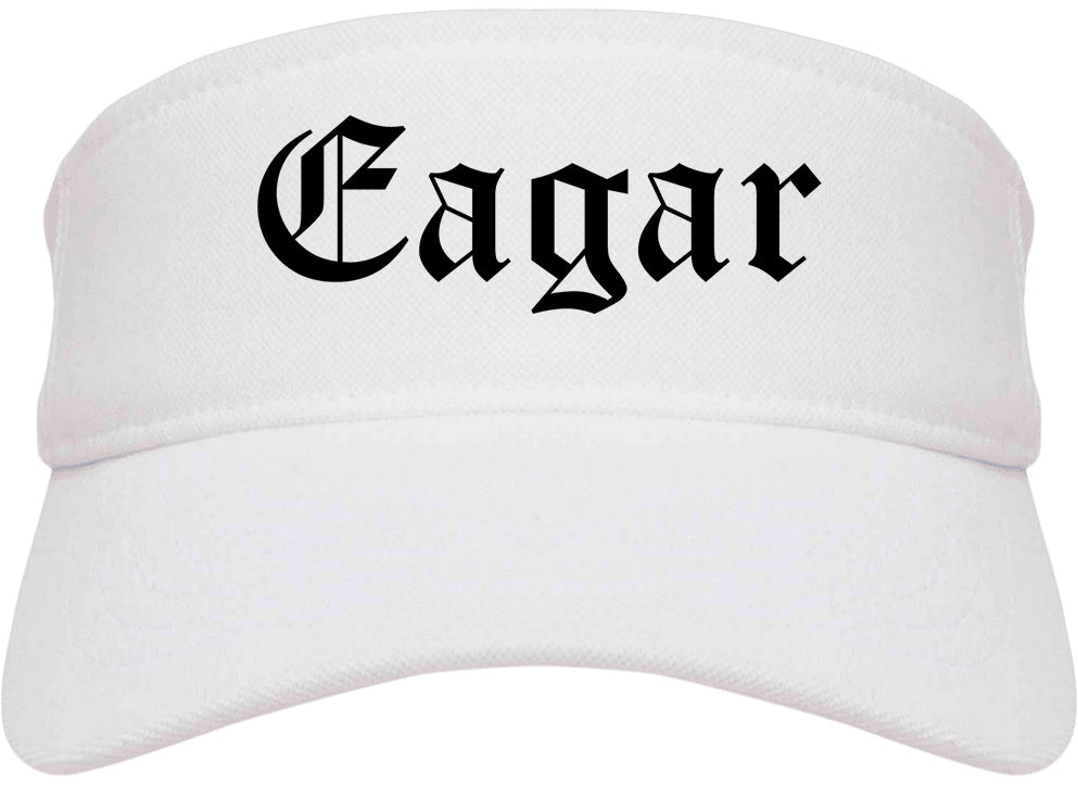 Eagar Arizona AZ Old English Mens Visor Cap Hat White