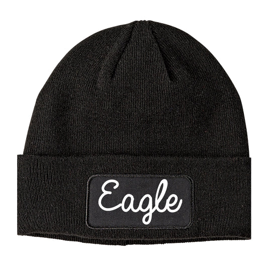 Eagle Colorado CO Script Mens Knit Beanie Hat Cap Black