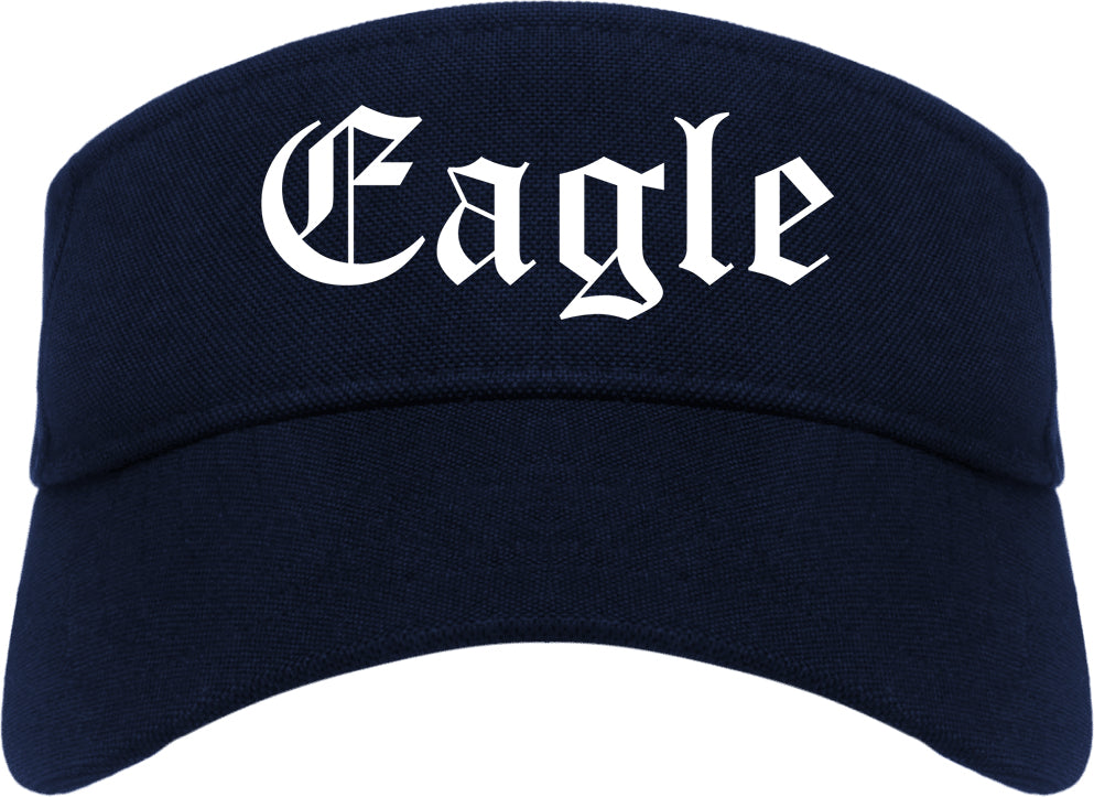 Eagle Colorado CO Old English Mens Visor Cap Hat Navy Blue