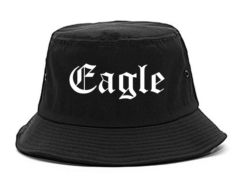 Eagle Idaho ID Old English Mens Bucket Hat Black