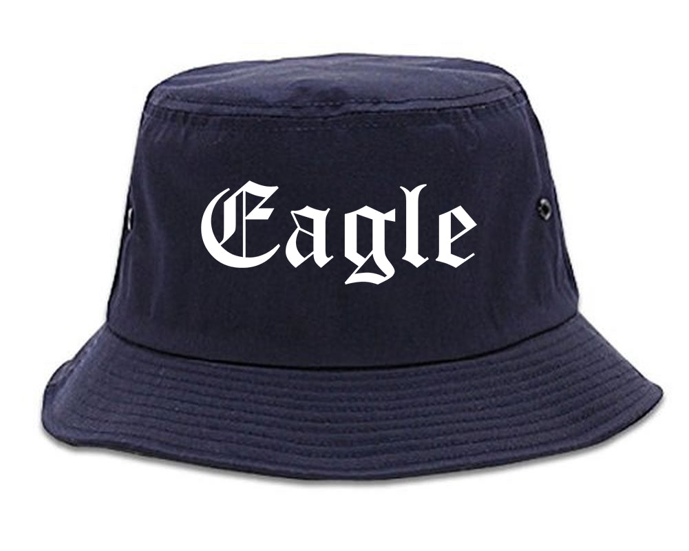 Eagle Idaho ID Old English Mens Bucket Hat Navy Blue