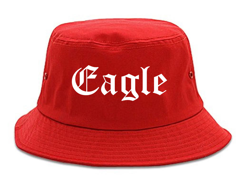 Eagle Idaho ID Old English Mens Bucket Hat Red
