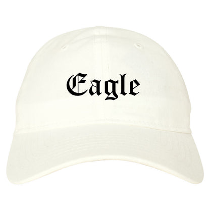 Eagle Idaho ID Old English Mens Dad Hat Baseball Cap White