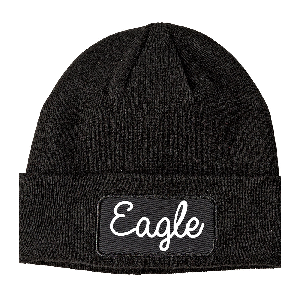 Eagle Idaho ID Script Mens Knit Beanie Hat Cap Black