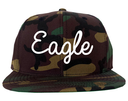 Eagle Idaho ID Script Mens Snapback Hat Army Camo