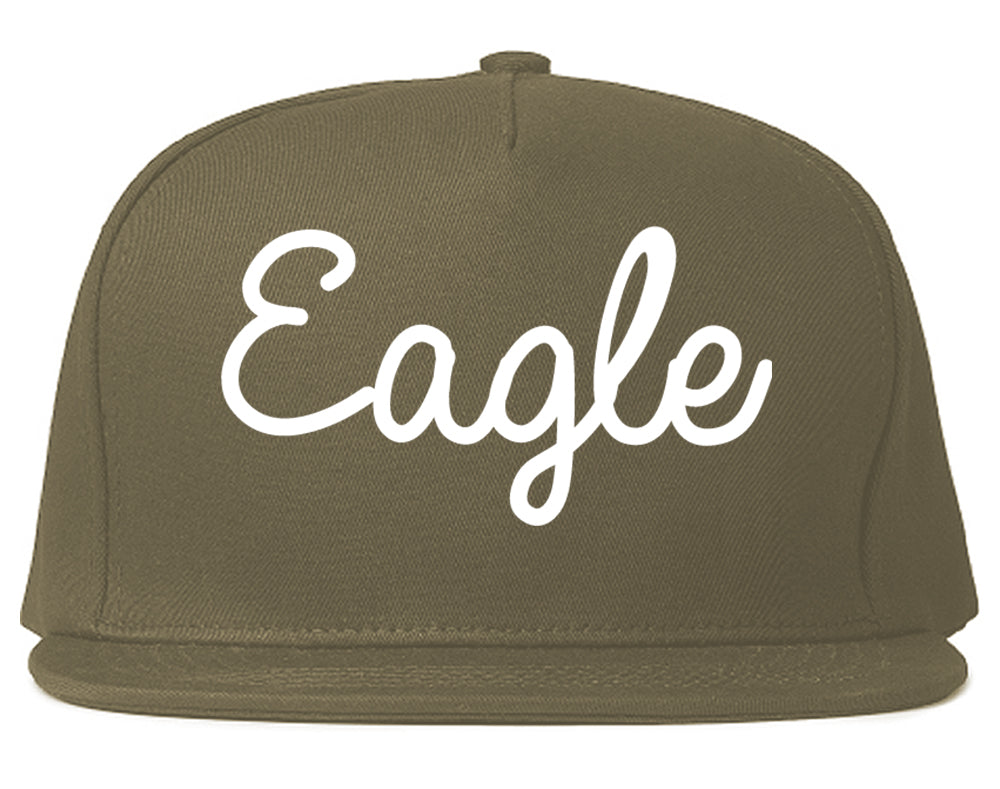 Eagle Idaho ID Script Mens Snapback Hat Grey