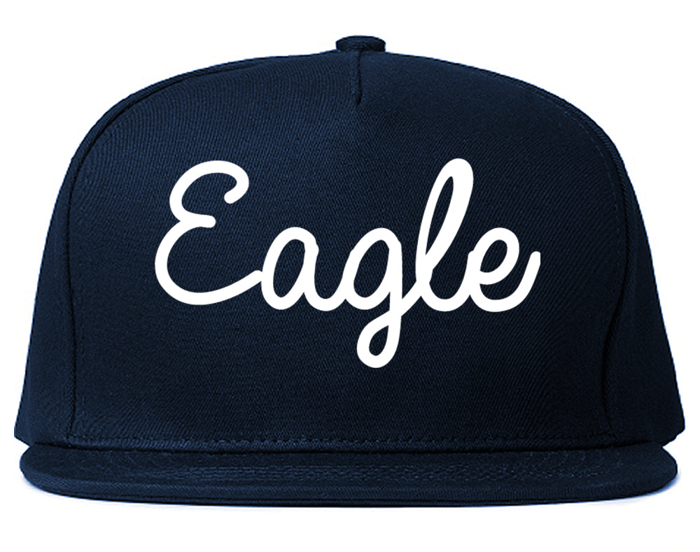 Eagle Idaho ID Script Mens Snapback Hat Navy Blue