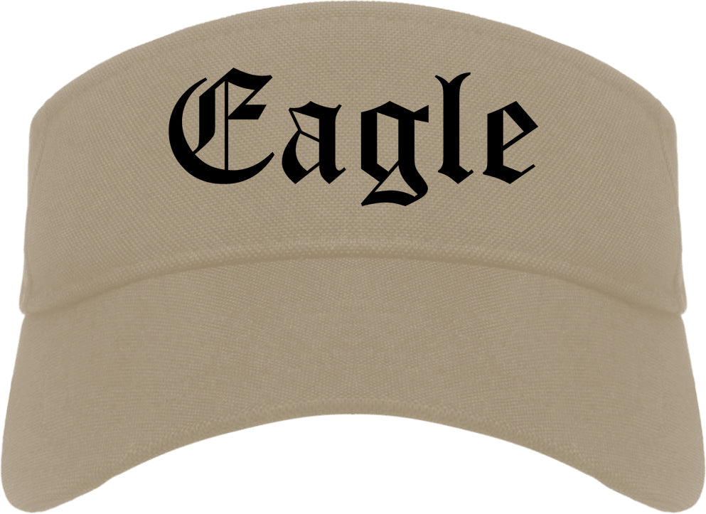 Eagle Idaho ID Old English Mens Visor Cap Hat Khaki