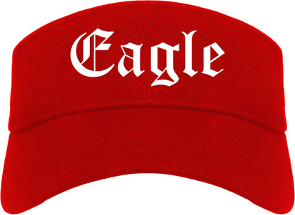 Eagle Idaho ID Old English Mens Visor Cap Hat Red