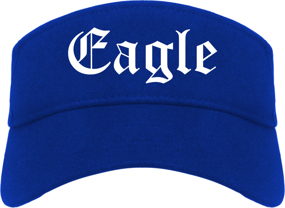 Eagle Idaho ID Old English Mens Visor Cap Hat Royal Blue