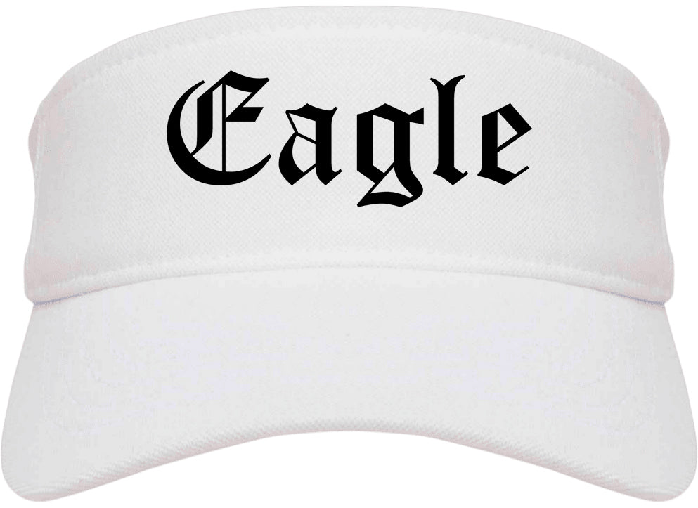 Eagle Idaho ID Old English Mens Visor Cap Hat White