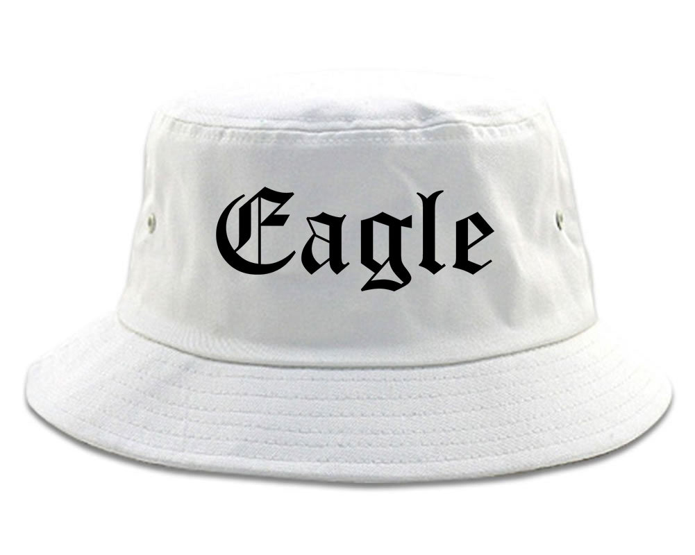 Eagle Idaho ID Old English Mens Bucket Hat White