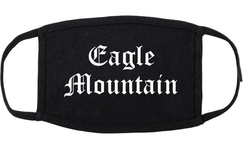 Eagle Mountain Utah UT Old English Cotton Face Mask Black
