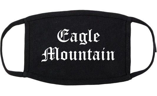 Eagle Mountain Utah UT Old English Cotton Face Mask Black