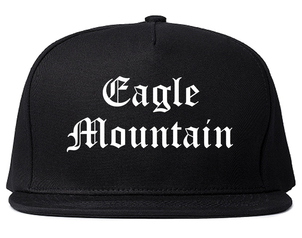 Eagle Mountain Utah UT Old English Mens Snapback Hat Black