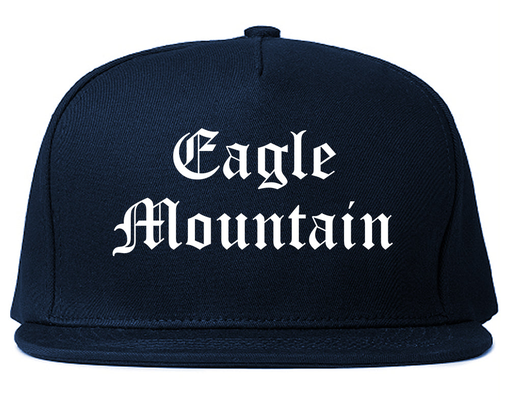 Eagle Mountain Utah UT Old English Mens Snapback Hat Navy Blue