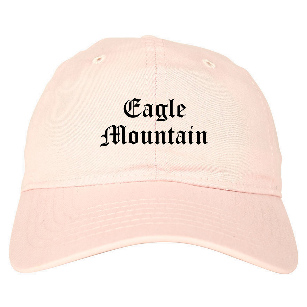 Eagle Mountain Utah UT Old English Mens Dad Hat Baseball Cap Pink