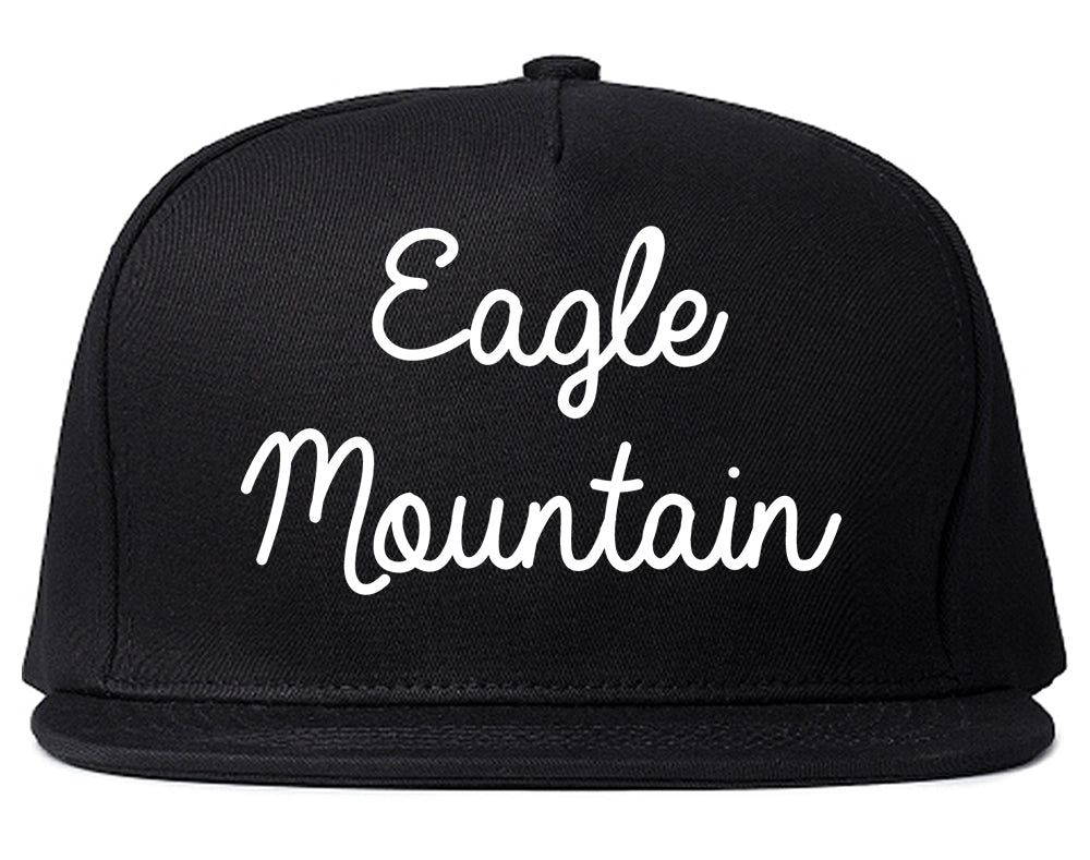 Eagle Mountain Utah UT Script Mens Snapback Hat Black
