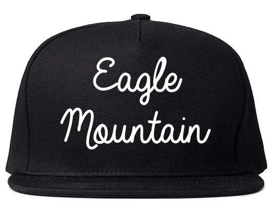 Eagle Mountain Utah UT Script Mens Snapback Hat Black