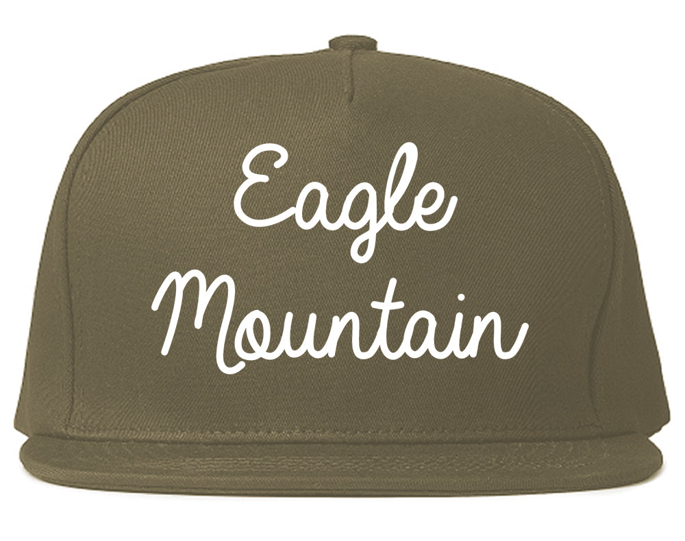 Eagle Mountain Utah UT Script Mens Snapback Hat Grey