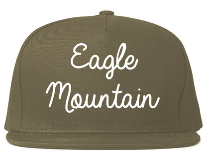 Eagle Mountain Utah UT Script Mens Snapback Hat Grey