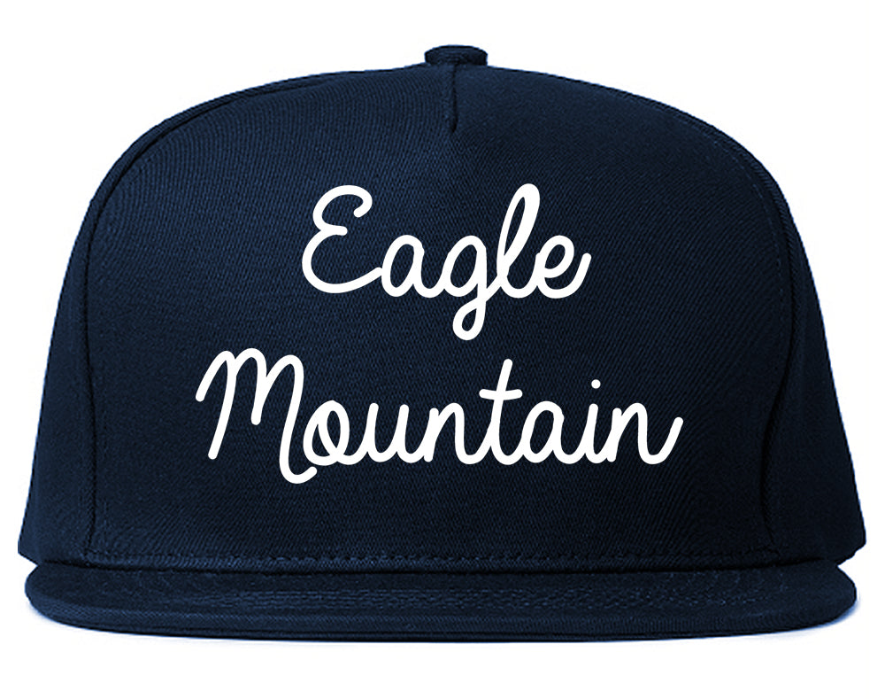 Eagle Mountain Utah UT Script Mens Snapback Hat Navy Blue