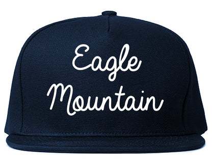 Eagle Mountain Utah UT Script Mens Snapback Hat Navy Blue