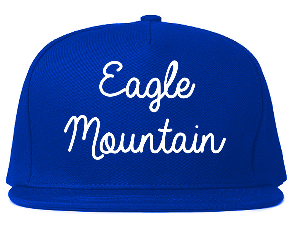 Eagle Mountain Utah UT Script Mens Snapback Hat Royal Blue
