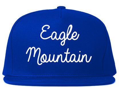 Eagle Mountain Utah UT Script Mens Snapback Hat Royal Blue