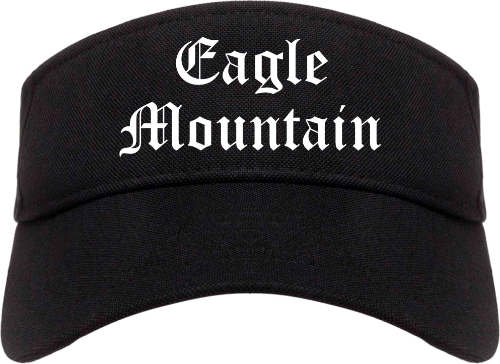 Eagle Mountain Utah UT Old English Mens Visor Cap Hat Black