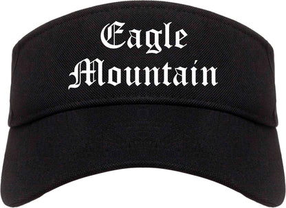 Eagle Mountain Utah UT Old English Mens Visor Cap Hat Black