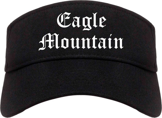 Eagle Mountain Utah UT Old English Mens Visor Cap Hat Black