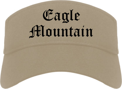 Eagle Mountain Utah UT Old English Mens Visor Cap Hat Khaki